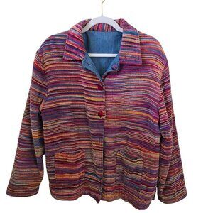 Parsley & Sage Unique Reversible Colorful/ Chambray Button Closure Jacket Size L